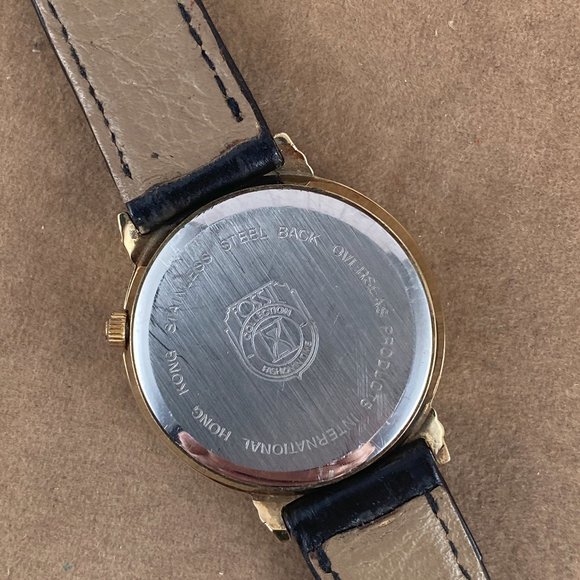 Vintage Rare Very Early Fossil MOON PHASE Gold and Stainless Steel Watch - Picture 6 of 10